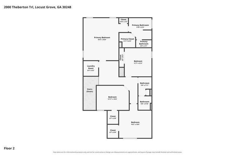 2,330/Mo, 2000 Theberton Trl Locust Grove, GA 30248 Floor Plan View 2