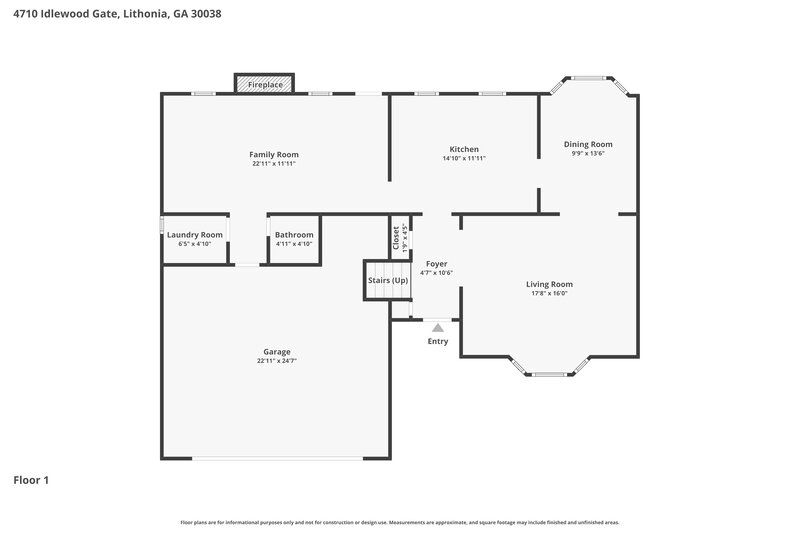 2,100/Mo, 4710 Idlewood Gate Lithonia, GA 30038 Floor Plan View