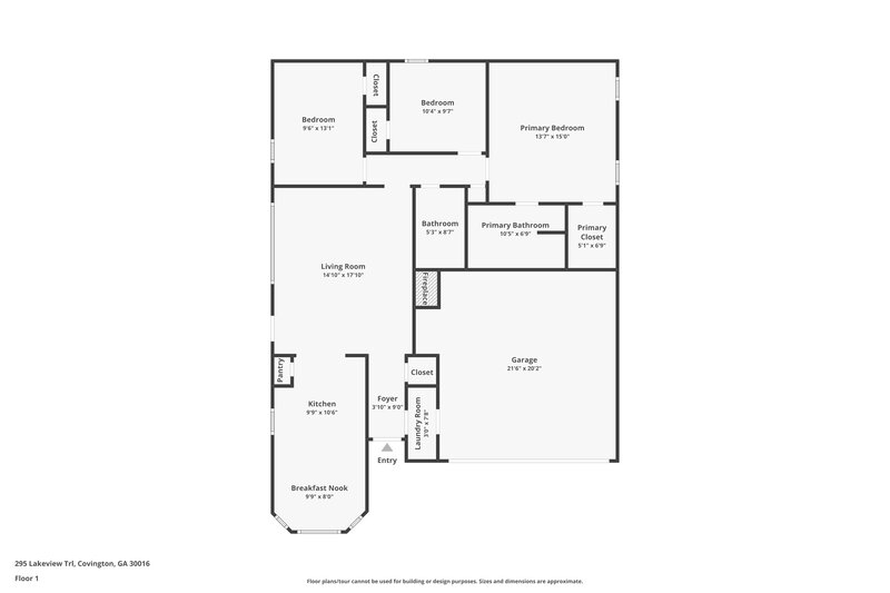 1,525/Mo, 295 Lakeview Trail Covington, GA 30016 Floor Plan View