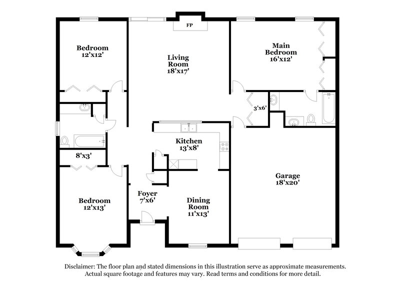 2,360/Mo, 5649 La Fleur Trail Lithonia, GA 30038 Floor Plan View