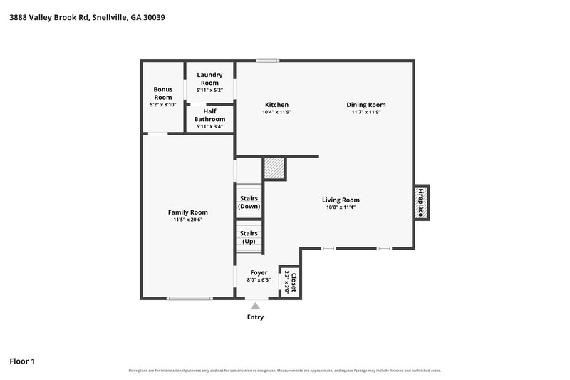 2,005/Mo, 3888 Valley Brook Rd Snellville, GA 30039 Floor Plan View 2