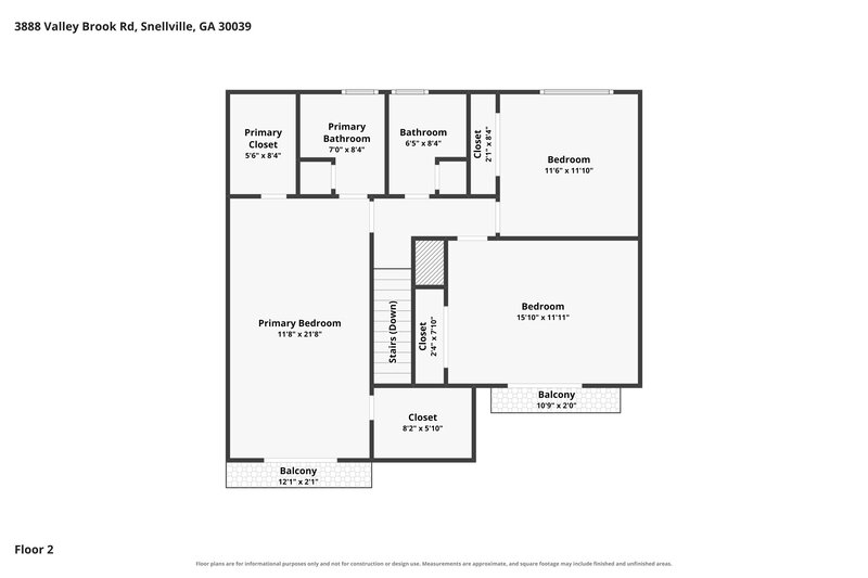 2,005/Mo, 3888 Valley Brook Rd Snellville, GA 30039 Floor Plan View 3