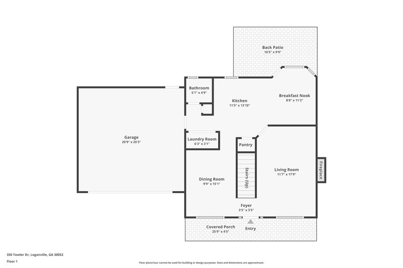 1,850/Mo, 350 Towler Dr Loganville, GA 30052 Floor Plan View