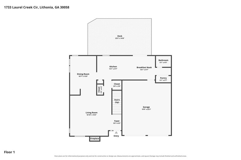 1,890/Mo, 1733 Laurel Creek Circle Lithonia, GA 30058 Floor Plan View