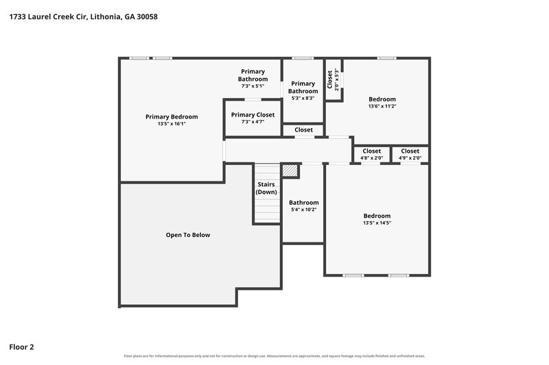 1,890/Mo, 1733 Laurel Creek Circle Lithonia, GA 30058 Floor Plan View 2
