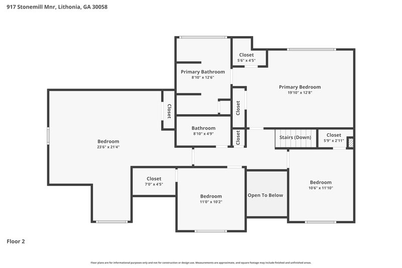 2,185/Mo, 917 Stonemill Manor Lithonia, GA 30058 Floor Plan View 2