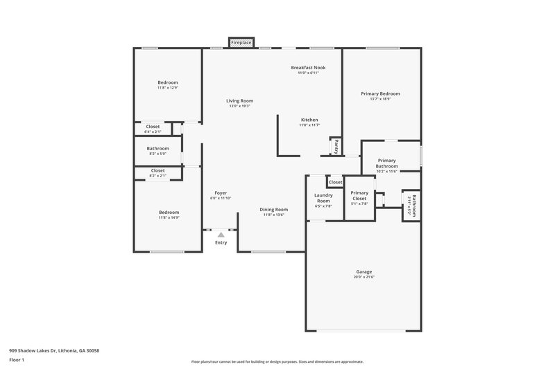 1,935/Mo, 909 Shadow Lakes Dr Lithonia, GA 30058 Floor Plan View