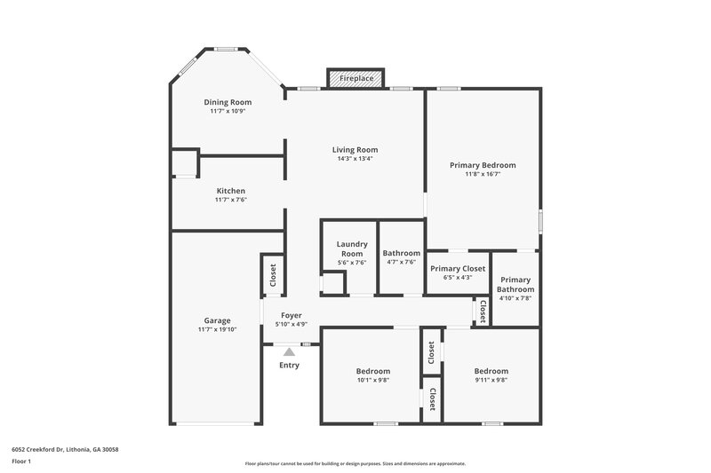 1,580/Mo, 6052 Creekford Dr Lithonia, GA 30058 Floor Plan View