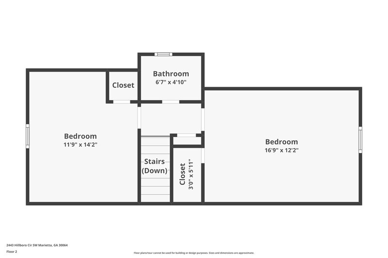 1,850/Mo, 2443 Hillboro Circle SW Marietta, GA 30064 Floor Plan View 2