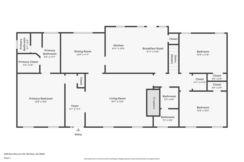 2,215/Mo, 2699 Barcelona Dr SW Marietta, GA 30064 Floor Plan View