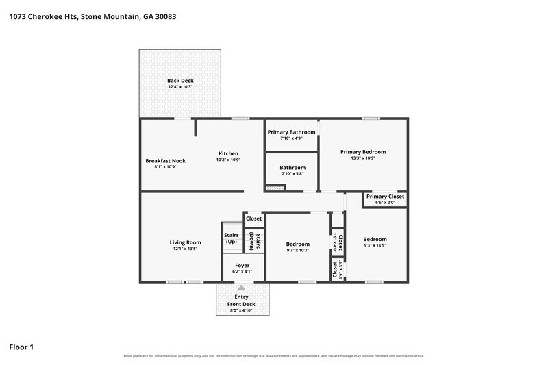 1,900/Mo, 1073 Cherokee Heights Stone Mountain, GA 30083 Floor Plan View 2