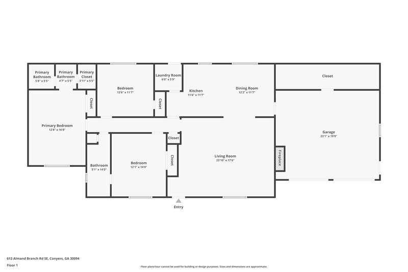 1,625/Mo, 613 Almand Branch Rd SE Conyers, GA 30094 Floor Plan View