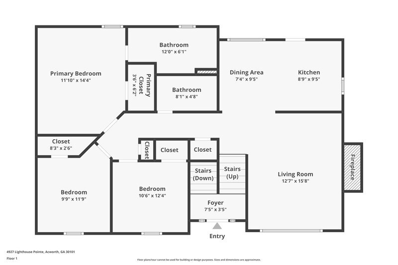 2,095/Mo, 4927 Lighthouse Pt NW Acworth, GA 30101 Floor Plan View 2