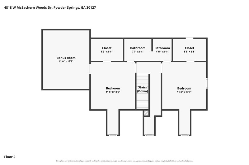 1,960/Mo, 4818 W McEachern Woods Dr Powder Springs, GA 30127 Floor Plan View 2