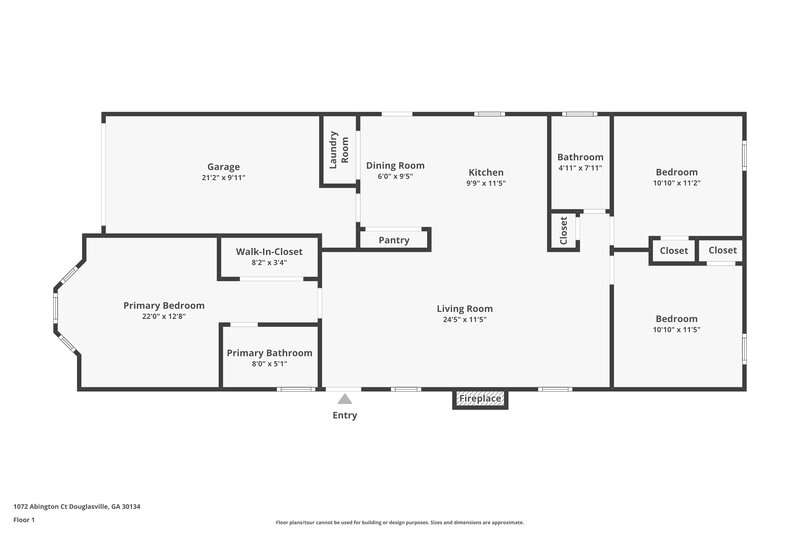 1,500/Mo, 1072 Abington Ct Douglasville, GA 30134 Floor Plan View