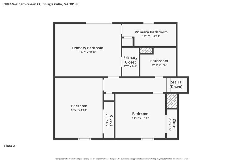 1,655/Mo, 3884 Welham Green Ct Douglasville, GA 30135 Floor Plan View 2