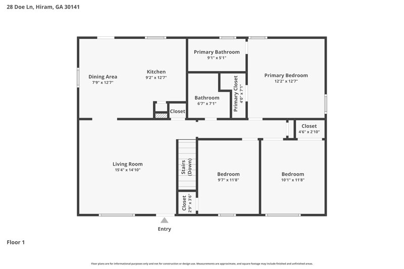 2,270/Mo, 28 Doe Ln Hiram, GA 30141 Floorplan View