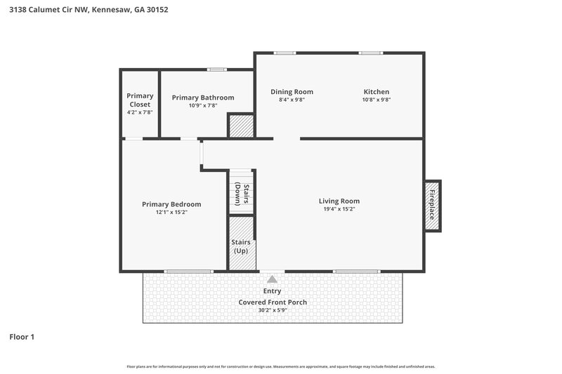 2,040/Mo, 3138 Calumet Circle NW Kennesaw, GA 30152 Floor Plan View 2