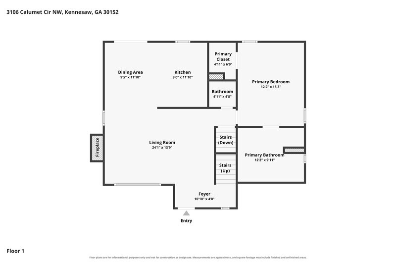1,945/Mo, 3106 Calumet Circle NW Kennesaw, GA 30152 Floor Plan View 2