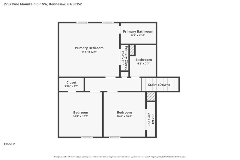 1,960/Mo, 2737 Pine Mountain Circle NW Kennesaw, GA 30152 Floorplan View 2