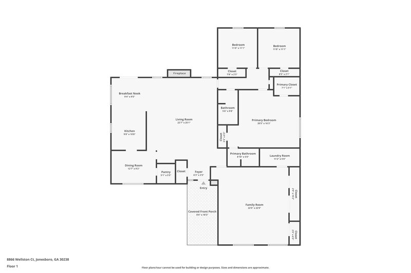 1,640/Mo, 8866 Wellston Ct Jonesboro, GA 30238 Floor Plan View