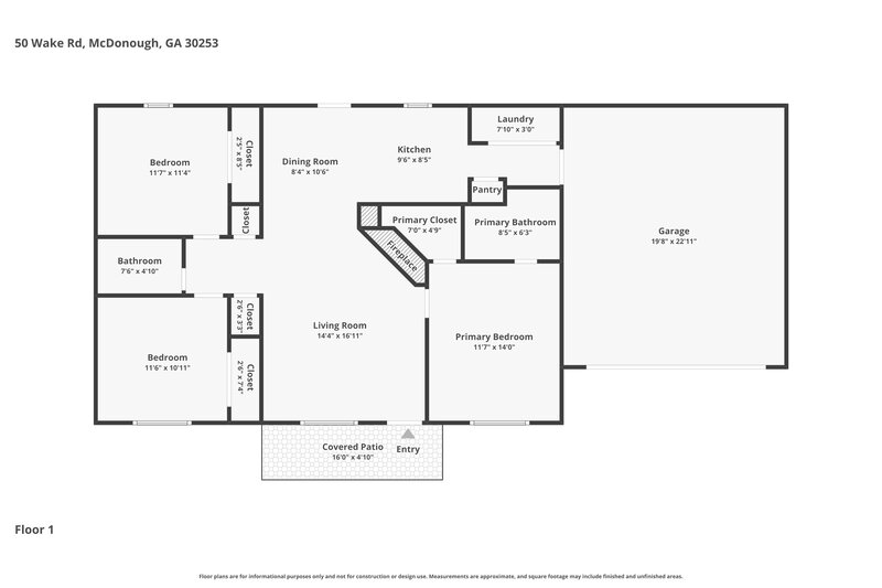 1,770/Mo, 50 Wake Rd McDonough, GA 30253 Floor Plan View