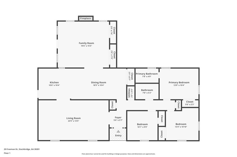 1,550/Mo, 20 Freeman Dr Stockbridge, GA 30281 Floor Plan View