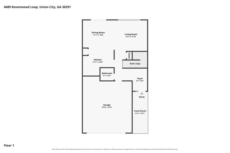 1,930/Mo, 4689 Ravenwood Loop Union City, GA 30291 Floor Plan View