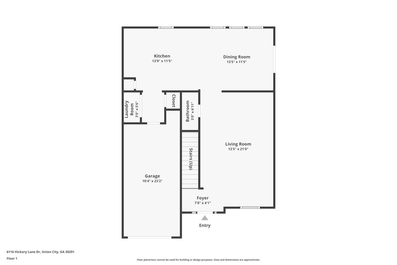 1,725/Mo, 6116 Hickory Ln Union City, GA 30291 Floor Plan View