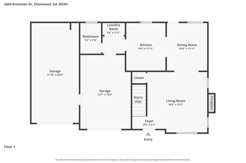 1,945/Mo, 2660 Brenston Dr Ellenwood, GA 30294 Floor Plan View