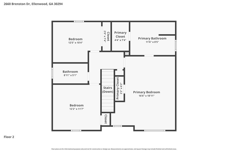 1,945/Mo, 2660 Brenston Dr Ellenwood, GA 30294 Floor Plan View 2