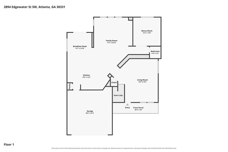 2,465/Mo, 2894 Edgewater St SW Atlanta, GA 30331 Floor Plan View