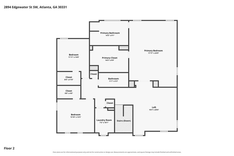 2,465/Mo, 2894 Edgewater St SW Atlanta, GA 30331 Floor Plan View 2