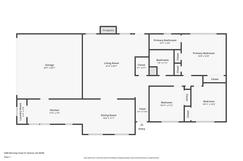 1,895/Mo, 5380 Morning Creek Circle Atlanta, GA 30349 Floor Plan View
