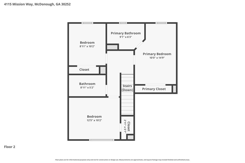 1,745/Mo, 4115 Mission Way McDonough, GA 30252 Floor Plan View 2