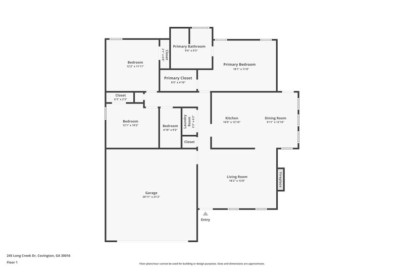 1,745/Mo, 245 Long Creek Dr Covington, GA 30016 Floor Plan View