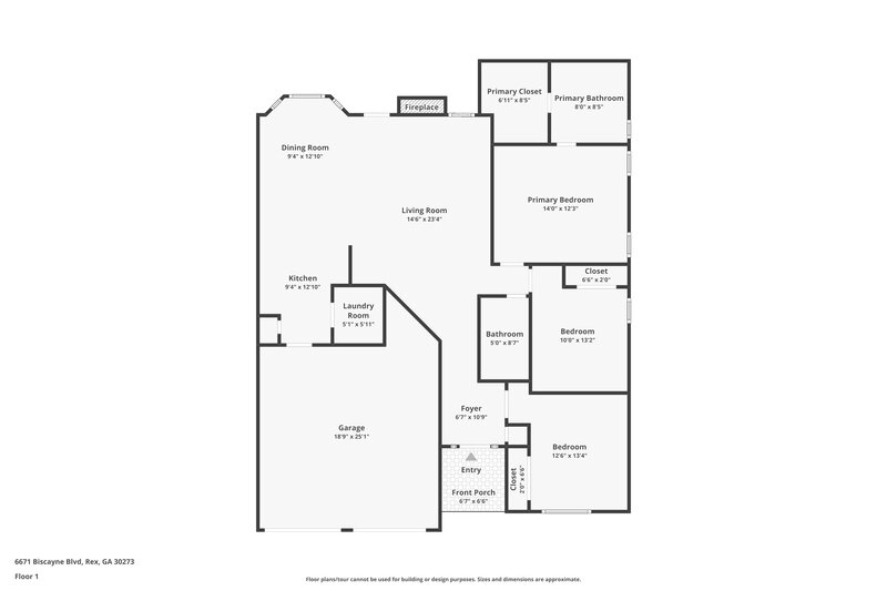 1,790/Mo, 6671 Biscayne Blvd Rex, GA 30273 Floor Plan View