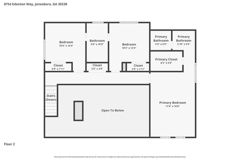 2,015/Mo, 8754 Edenton Way Jonesboro, GA 30238 Floorplan View 2