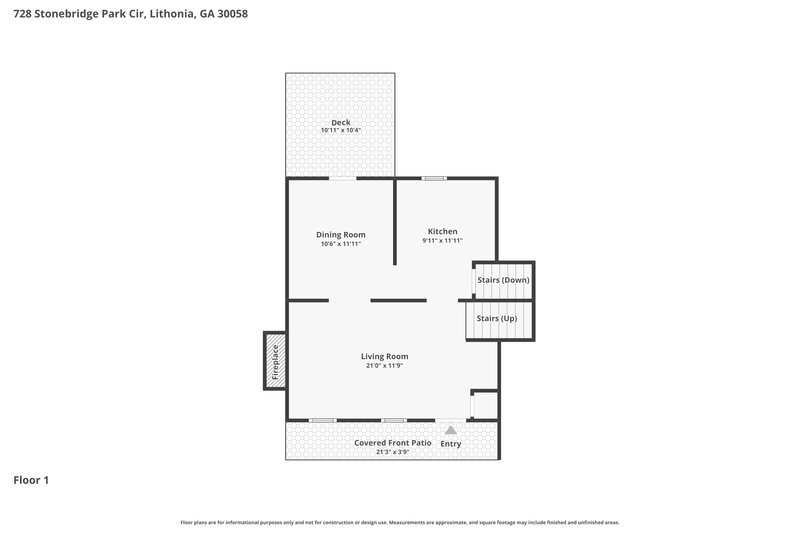 1,915/Mo, 728 Stonebridge Park Circle Lithonia, GA 30058 Floor Plan View