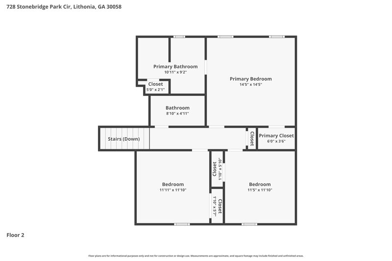1,915/Mo, 728 Stonebridge Park Circle Lithonia, GA 30058 Floor Plan View 3