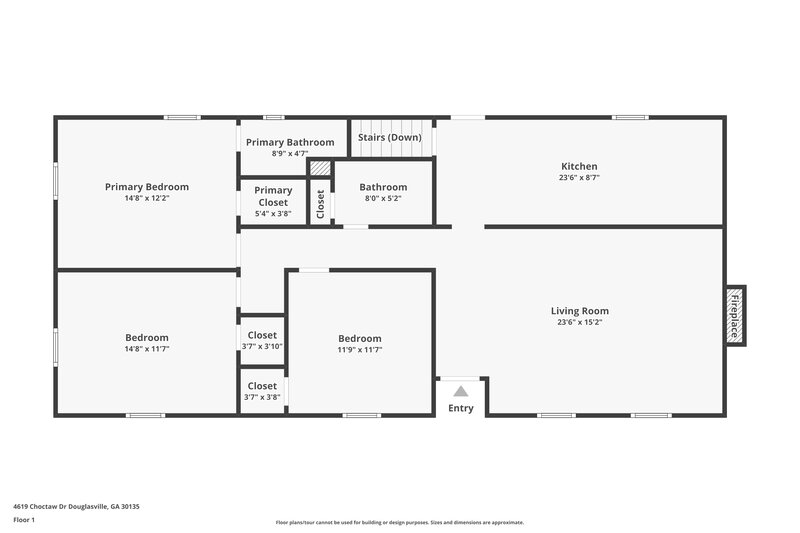 2,250/Mo, 4619 Choctaw Dr Douglasville, GA 30135 Floor Plan View 2