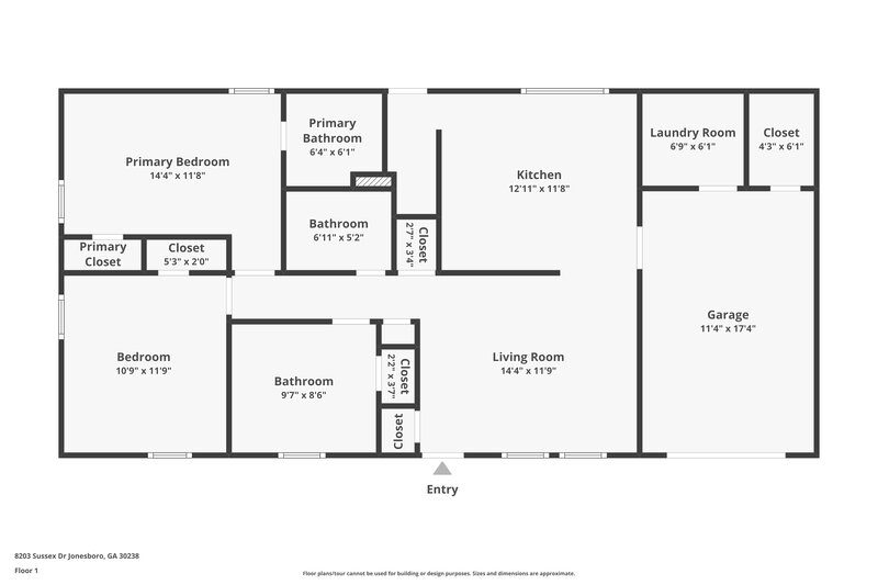 2,290/Mo, 8203 Sussex Dr Jonesboro, GA 30238 Floor Plan View