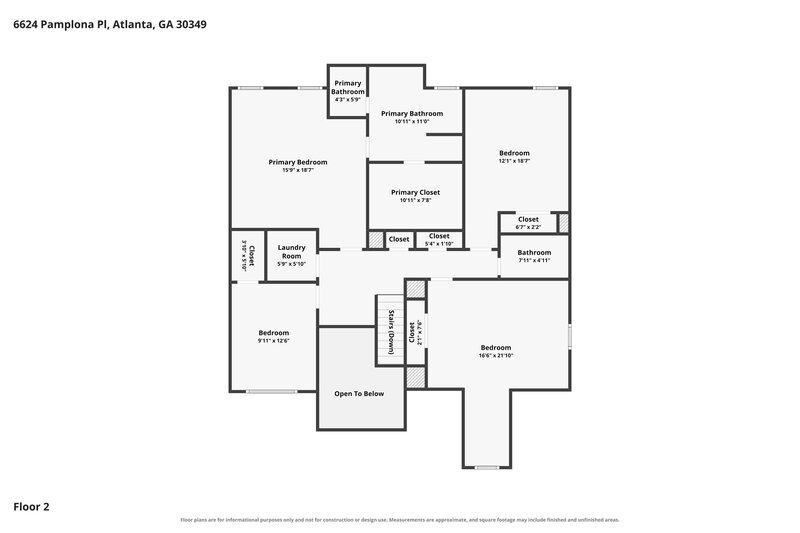 2,310/Mo, 6624 Pamplona Pl Atlanta, GA 30349 Floor Plan View 2