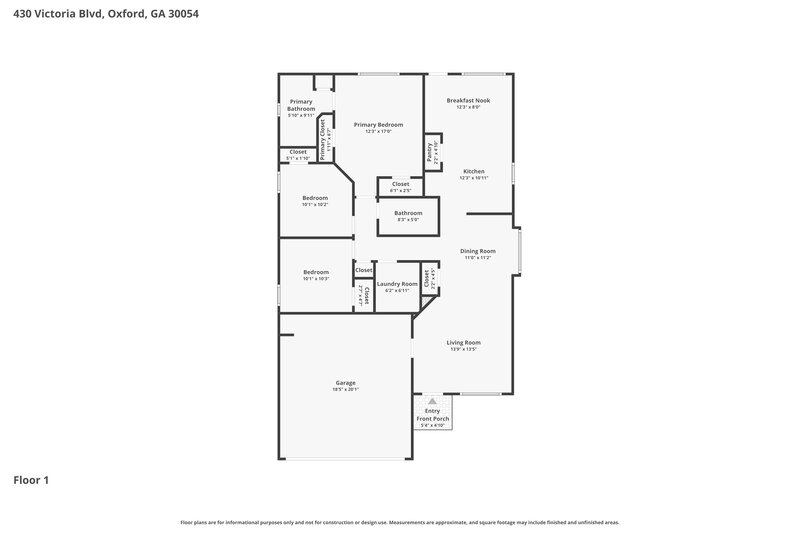 1,640/Mo, 430 Victoria Blvd Oxford, GA 30054 Floor Plan View