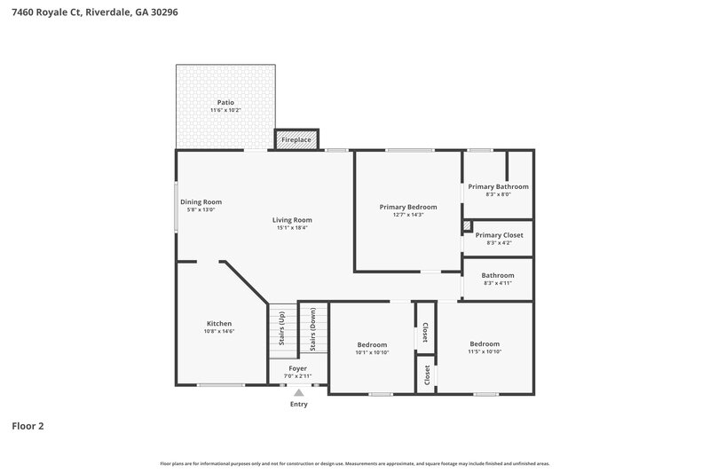 2,015/Mo, 7460 Royale Ct Riverdale, GA 30296 Floorplan View