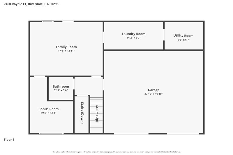 2,015/Mo, 7460 Royale Ct Riverdale, GA 30296 Floorplan View 2