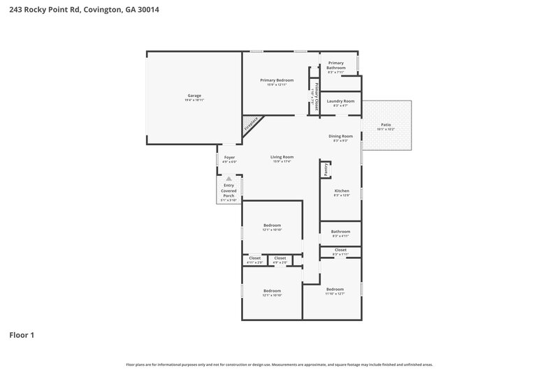 1,760/Mo, 243 Rocky Point Rd Covington, GA 30014 Floor Plan View