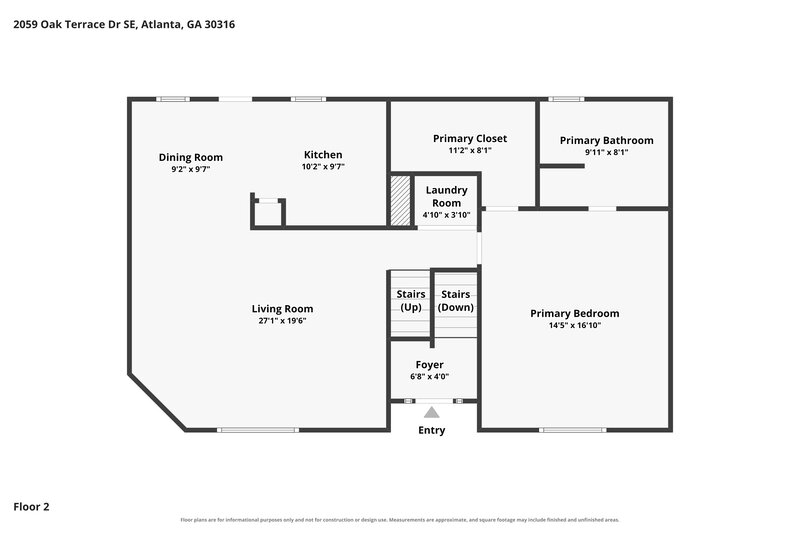 1,895/Mo, 2059 Oak Terrace Dr SE Atlanta, GA 30316 Floor Plan View 2