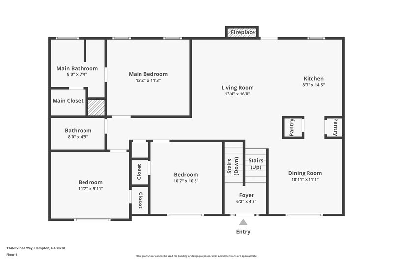 1,900/Mo, 11469 Vinea Way Hampton, GA 30228 Floor Plan View