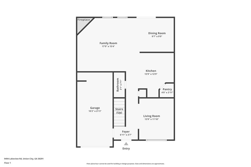 1,670/Mo, 9494 Lakeview Rd Union City, GA 30291 Floor Plan View